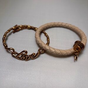 Alex and Ani - Vintage Sixty Six Gold Love and Leather Wrapped Bracelets